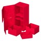 Caixa Ultimate Guard Twin Flip`n`Tray vermelha aberta com bandejas.