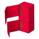 Caixa Ultimate Guard Twin Flip`n`Tray vermelha aberta com bandejas.