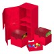 Caixa Ultimate Guard Twin Flip`n`Tray vermelha aberta com bandejas.