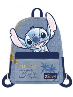 Mochila azul Stitch Lilo & Stitch 27 cm con diseño de palmeras