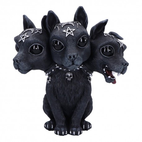 Figura Diabarkus com três cabeças em polirresina, pintada à mão