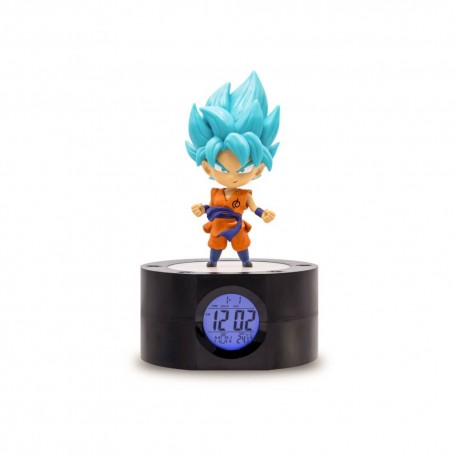 Despertador Dragon Ball Super con figura de Goku en la parte superior