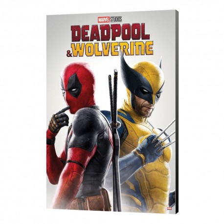 Pôster de madeira Marvel com Deadpool e Wolverine