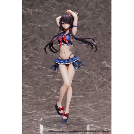 Statue PVC de Kurumi Tokisaki en tenue bleue.