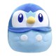 Pelúcia Squishmallows de Piplup 35 cm, azul com detalhes bordados.