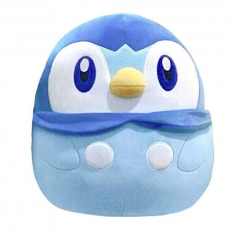 Pelúcia Squishmallows de Piplup 35 cm, azul com detalhes bordados.