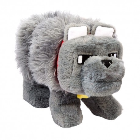 Peluche sonoro Dennis el Lobo de Minecraft, 20 cm.