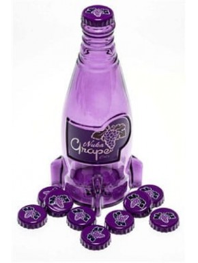 Botella réplica Nuka Cola Grape de Fallout en púrpura con tapones.