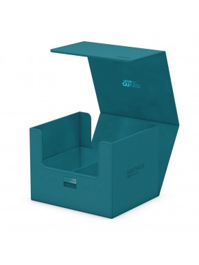 Estuche Ultimate Guard Minthive azul abierto con cartas
