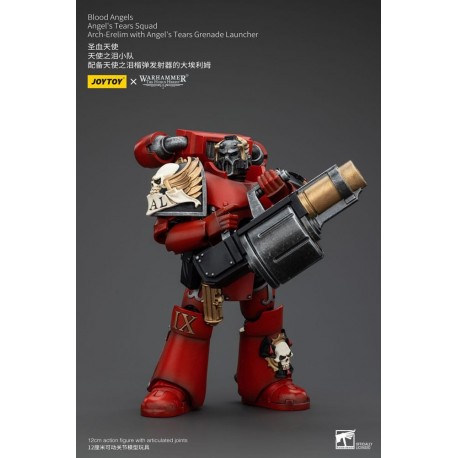 Figura articulada Blood Angels con lanzagranadas de Warhammer.