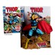 Statue Marvel de Thor avec cape rouge et marteau.
