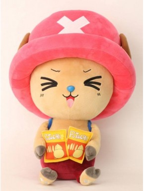Peluche Chopper One Piece avec chapeau rose.