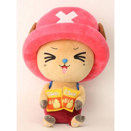 Peluche Chopper One Piece avec chapeau rose.