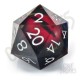 Dé CritStones D20 Crimson Watcher avec noyau liquide