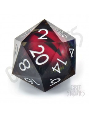 Dado CritStones D20 Crimson Watcher con núcleo líquido