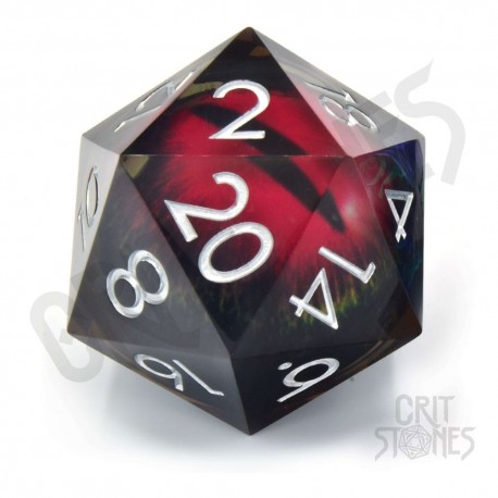 Dé CritStones D20 Crimson Watcher avec noyau liquide