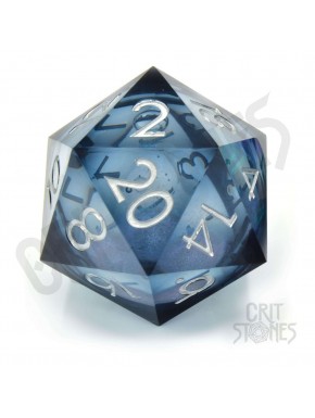 Dado CritStones Liquid Core D20 Ocean Orb azul translúcido
