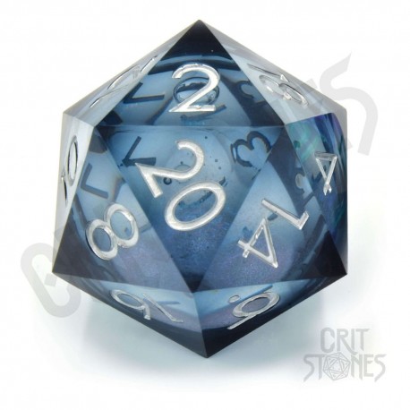 Dado CritStones Liquid Core D20 Ocean Orb azul translúcido