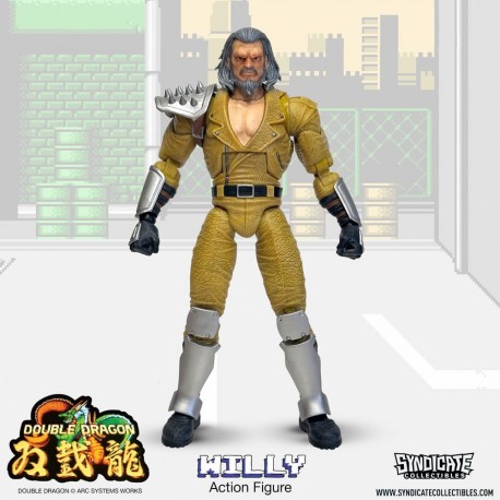 Figura de ação Willy de Double Dragon com traje amarelo