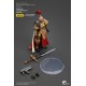 Figura articulada Sisters of Silence Warhammer con armadura dorada y capa roja