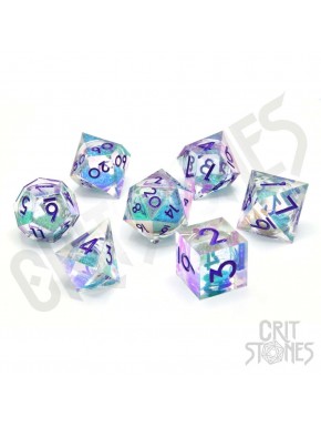 Set de 7 dados electroplateados CritStones con núcleo líquido
