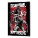 Póster de madera Marvel con Deadpool y Wolverine en colores rojo y negro