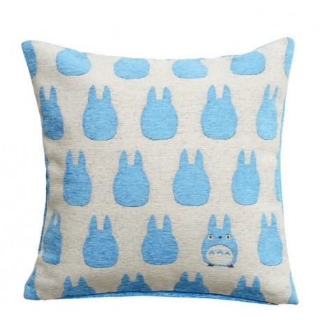 Oreiller Totoro bleu avec silhouettes de Totoro
