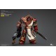 Figura articulada de Crimson Paladin de Warhammer con armadura roja y cañón.