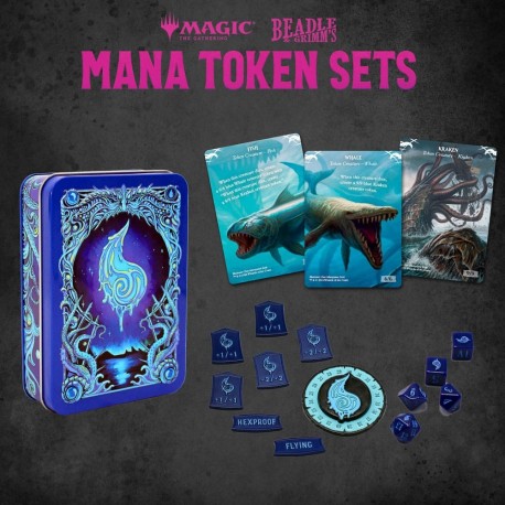 Juego de dados y fichas azules Magic the Gathering