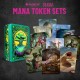 Set de dados y fichas de mana verde de Magic the Gathering.