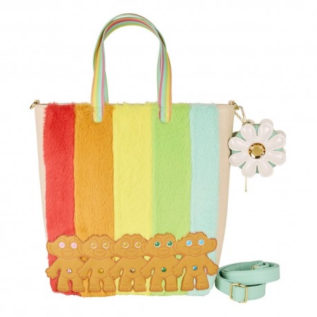 Bolsa de lona Trolls cores arco-íris com charm de flor