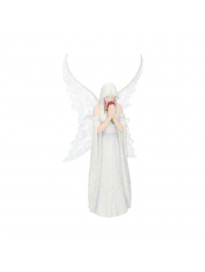 Estatua de ángel Anne Stokes con rosa roja