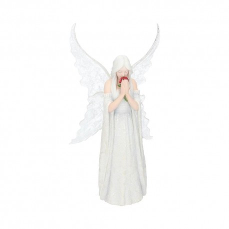 Estatua de ángel Anne Stokes con rosa roja