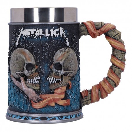 Jarra Metallica Sad But True con calaveras y logo