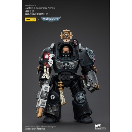 Figura Iron Hands Captain en armadura de exterminador Warhammer 40k