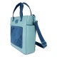 Bolsa convertible azul com bordado de Stitch da Disney.