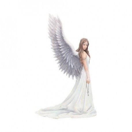 Statue de guide spirituel Anne Stokes avec ailes et robe blanche
