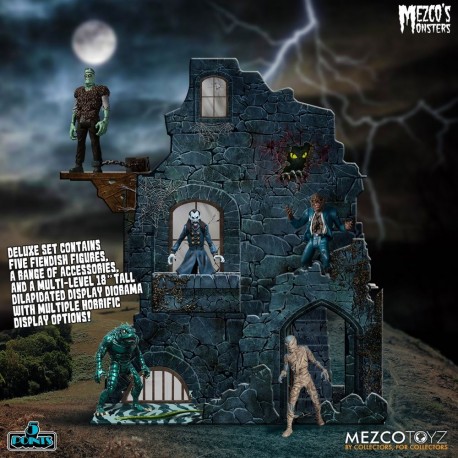 Figuras Mezco's Monsters 5 Points Tower of Fear exposición diorama