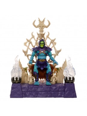 Figura de Skeletor con trono esquelético y llamas
