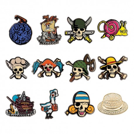 Expositor de pins One Piece com 12 pin badges de metal
