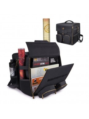 Bolso bandolero negro con compartimentos para juegos de mesa