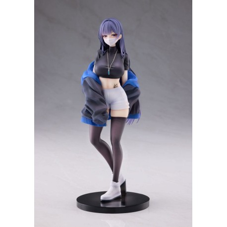 Estatua PVC Mask Girl Yuna 24 cm con cabello morado y máscara