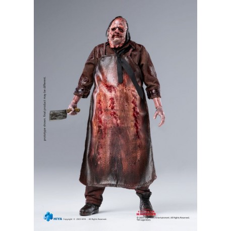 Figura de Leatherface com avental manchado e motosserra