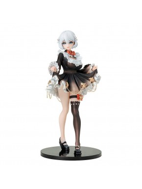 Estatua de idol virtual con vestido negro y detalles dorados
