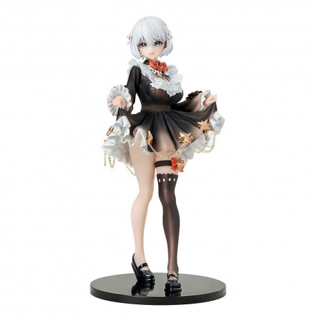Estatua de idol virtual con vestido negro y detalles dorados