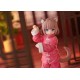 Estatua de anime Kinako Nyang de 15 cm en traje rosa con orejas de gato