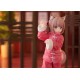 Estatua de anime Kinako Nyang de 15 cm en traje rosa con orejas de gato