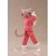 Estatua de anime Kinako Nyang de 15 cm en traje rosa con orejas de gato