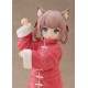 Estatua de anime Kinako Nyang de 15 cm en traje rosa con orejas de gato