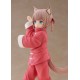 Estatua de anime Kinako Nyang de 15 cm en traje rosa con orejas de gato